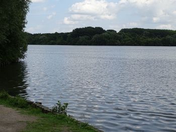 Scenic view of lake against sky