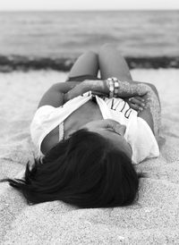 Woman relaxing on miami beach 