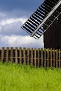 Low angle view of field against sky