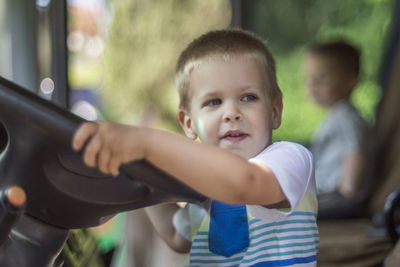 Close-up portrait of cute boy