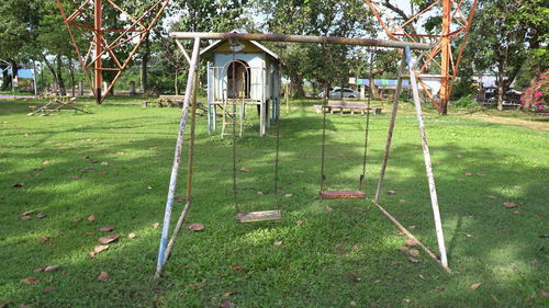 View of swing in park