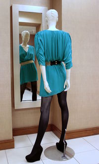 Full length rear view of man standing in store