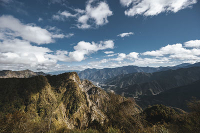 Panoramic view of mountains against sky