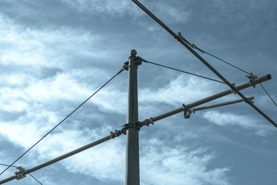 Low angle view of power lines against sky