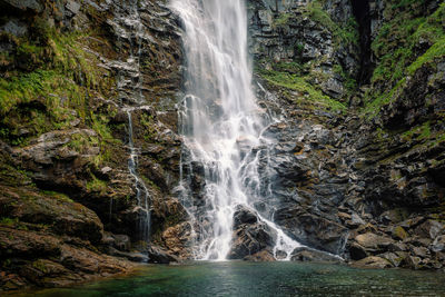Scenic view of waterfall in forest