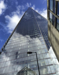 Low angle view of modern building against sky