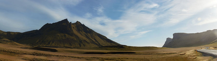 Panoramic view of mountains against sky