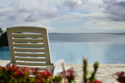 Scenic view of sea against cloudy sky