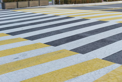 Zebra crossing on road