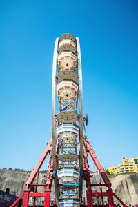 Low angle view of built structure against clear blue sky