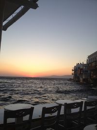 Scenic view of sea against clear sky during sunset