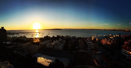Panoramic view of sea against sky during sunset
