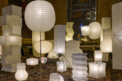 Low angle view of illuminated lanterns