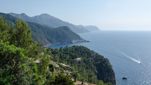 Scenic view of calm sea against clear sky
