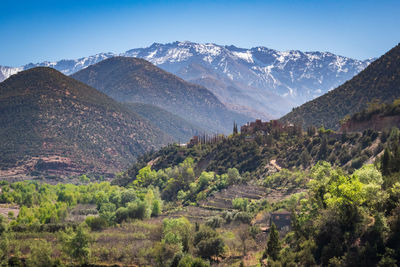 Scenic view of mountains against clear sky