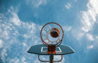 Low angle view of basketball hoop against sky