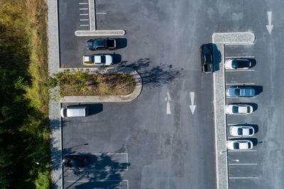 Directly above shot of cars at parking lot