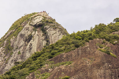 Low angle view of rock formations against sky