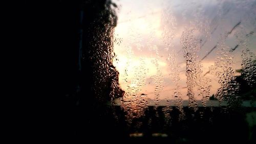 Close-up of water drops on glass