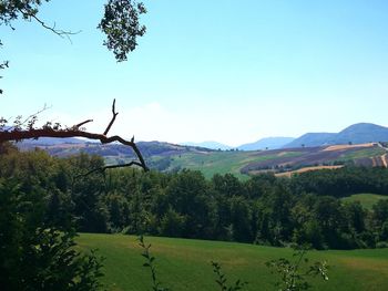 Scenic view of mountains against clear sky