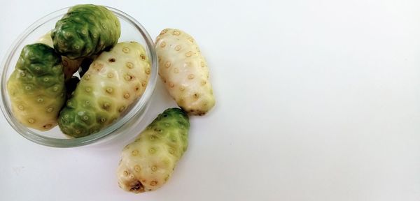 High angle view of fruits in plate