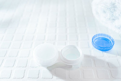 High angle view of empty glass on table