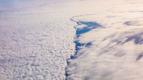 High angle view of snow covered landscape