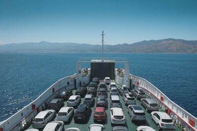 High angle view of sea against clear sky