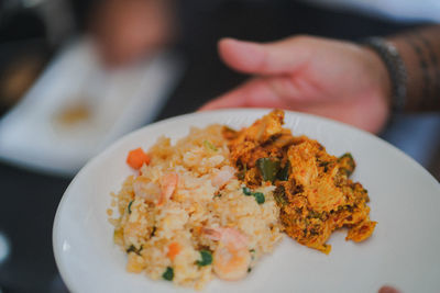 Close-up of food served in plate