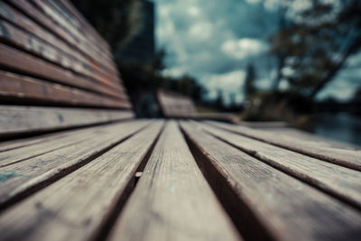 Surface level of wooden boardwalk