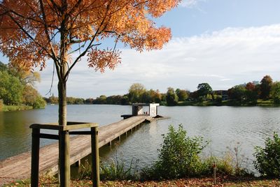 Scenic view of lake against sky