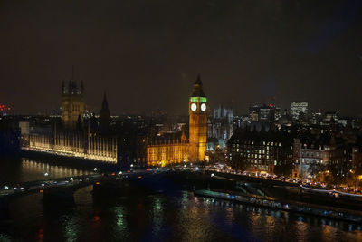 Illuminated city at night