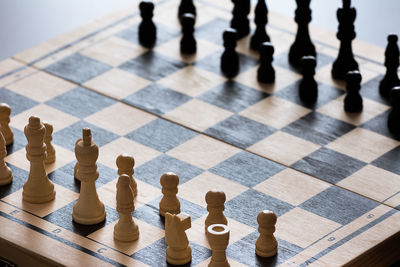 High angle view of chess board