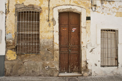 Closed door of old building