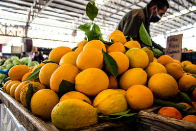 Close-up of fruits for sale at market stall