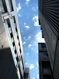 Low angle view of modern buildings against sky