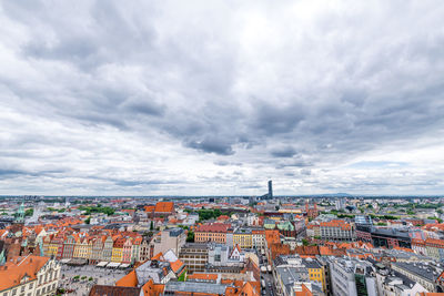 Cityscape of wroclaw, poland, with the sky tower