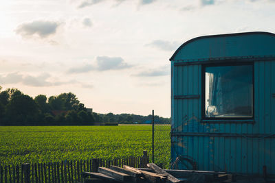 Agricultural field against sky