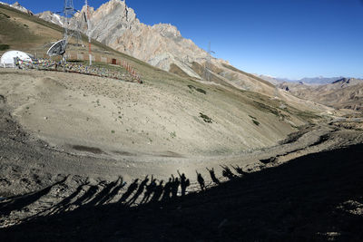 Scenic view of mountains against clear sky