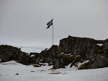 Scenic view of snowcapped mountain against sky