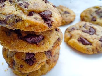 Close-up of cookies in plate