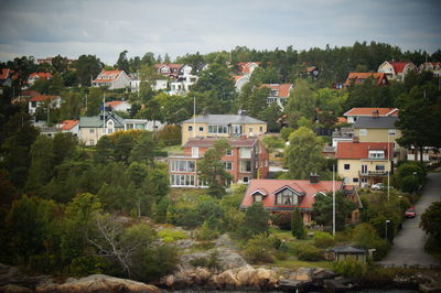 High angle view of townscape against sky
