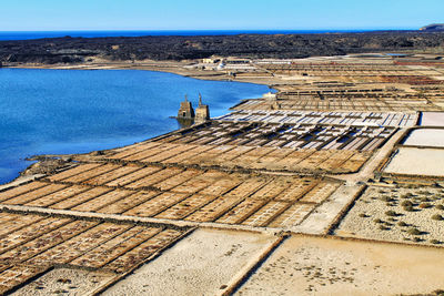 High angle view of pier over sea