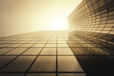Low angle view of skyscraper against clear sky