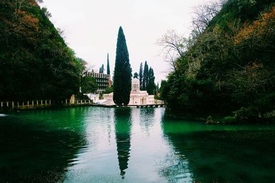 Reflection of built structures in water