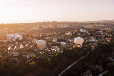 High angle view of townscape against sky