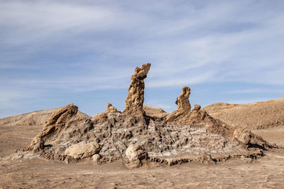 Rock formation on land against sky