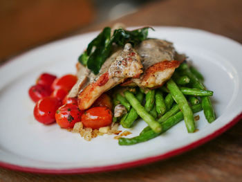 Close-up of salad in plate on table