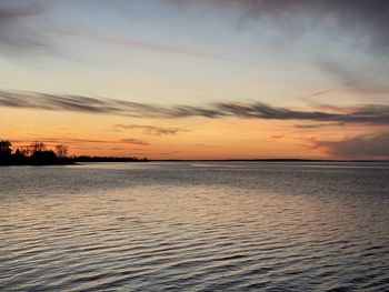 Scenic view of sea against sky at sunset