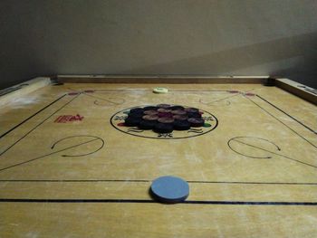 High angle view of fruits in bowl on table